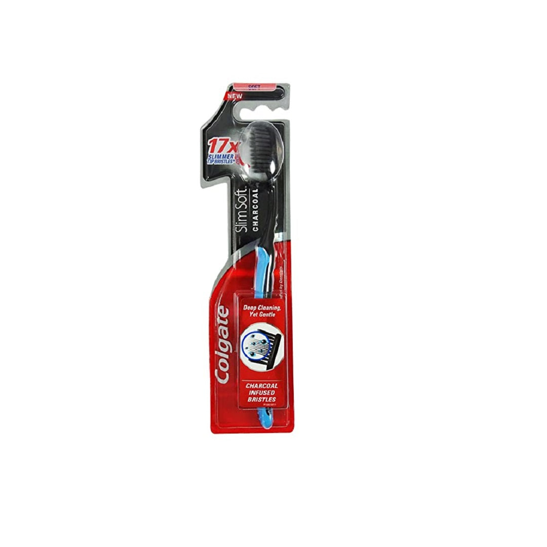 Colgate Slim Soft Charcoal Toothbrush 17x Slimmer Soft Tip Bristles - Medaid