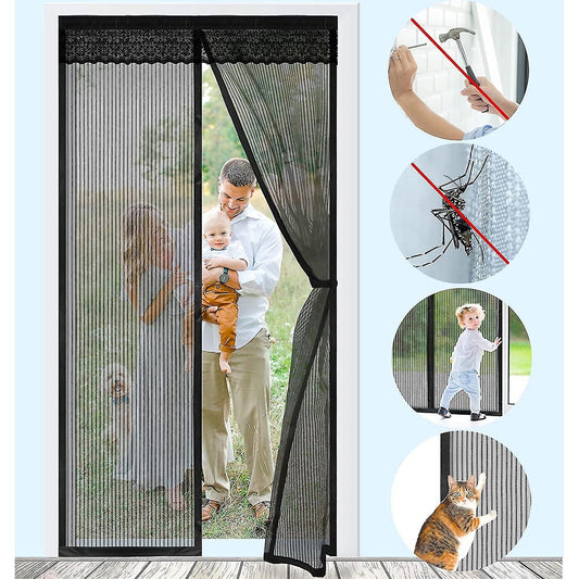 Magic Mesh Hands-Free Screen Net Magnetic Anti Mosquito Bug Home Door Curtain