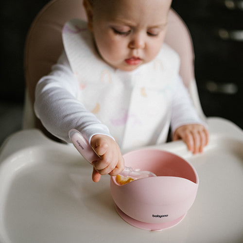 BabyOno - Silicone Suction Bowl - Light Pink