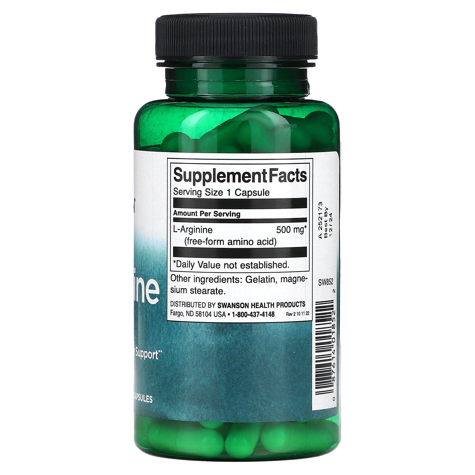 Swanson, L-Arginine, 500 mg, 100 Capsules - Medaid International