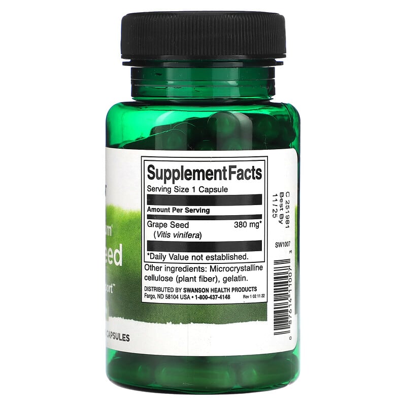 Swanson, Full Spectrum Grape Seed, 380 mg, 100 Capsules - Medaid International
