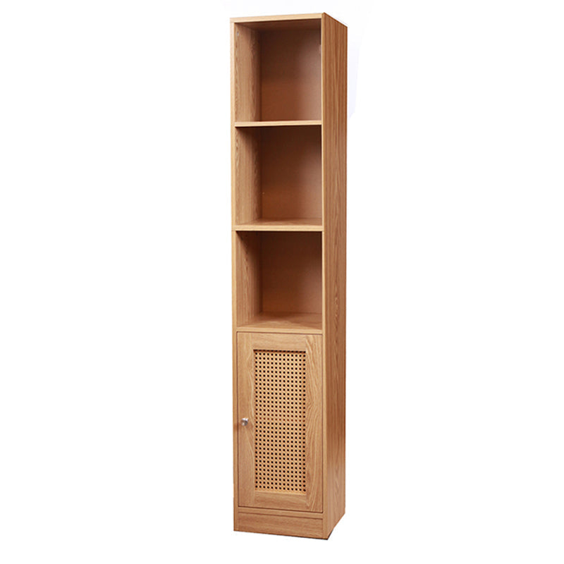 5 Tier Waterproof Wooden and Rattan Storage Cabinet Organizer Slim Design Freestanding Floor Cabinet for Bathroom Bedroom Living Room Kitchen - Medaid International