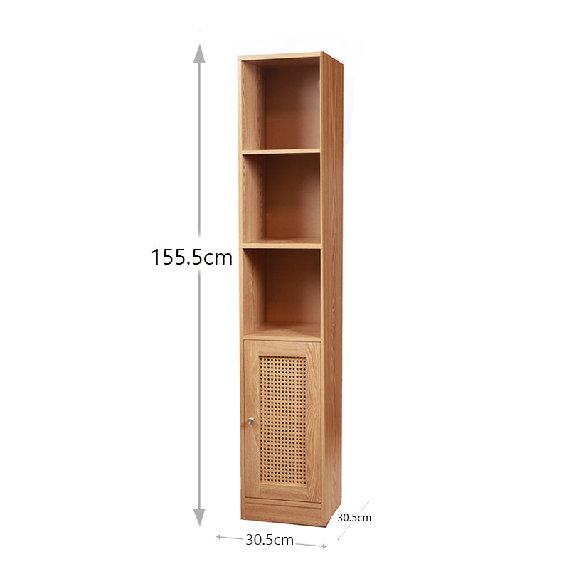5 Tier Waterproof Wooden and Rattan Storage Cabinet Organizer Slim Design Freestanding Floor Cabinet for Bathroom Bedroom Living Room Kitchen - Medaid International