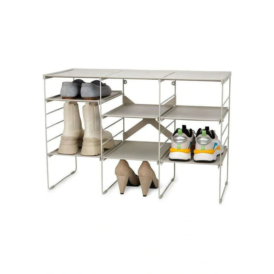 Level Plus Adjustable Triple Shoe Rack in Ecru - Medaid International