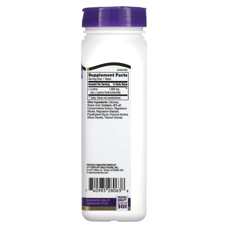 21st Century, L-Lysine, 1,000 mg, 90 Tablets - Medaid International
