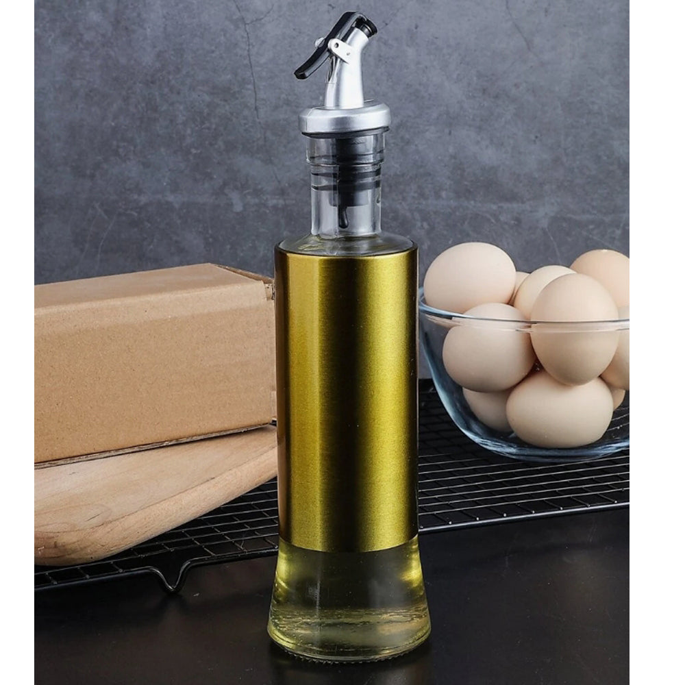 Danny Home Cruet Glass Stainless Steel Cover Oil And Vinegar Dispenser – 350ml – Bronze