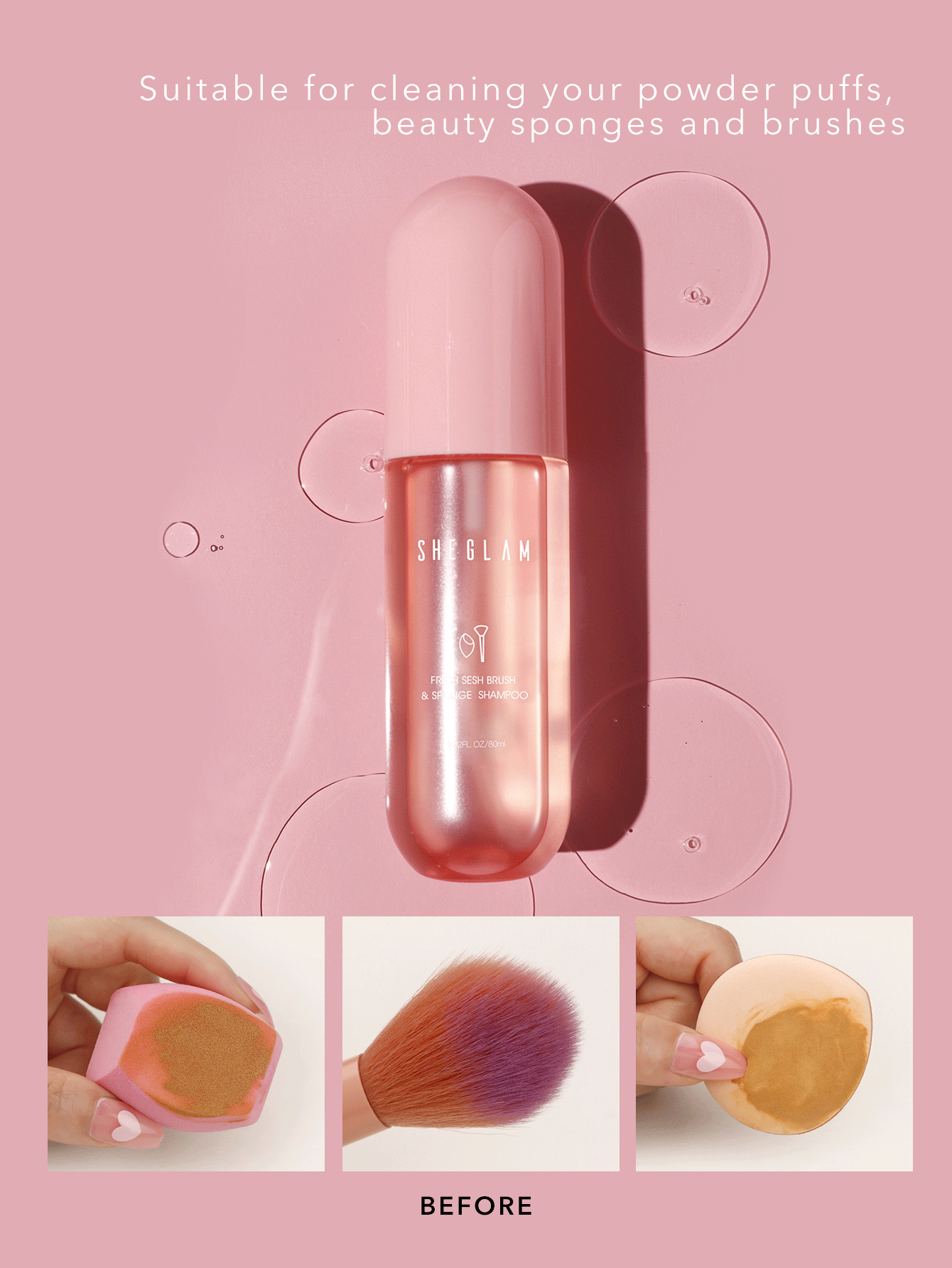 Sheglam Fresh Sesh Brush And Sponge Shampoo-Pink