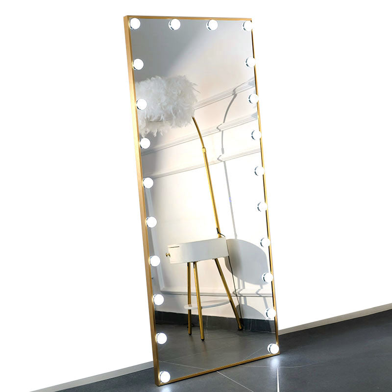 170 CM, Modern Mirror with LED Bulbs and Smart Touch Control, Wall Mounted Mirror with Gold Metal Frame for Bedroom, Living Room - Medaid International