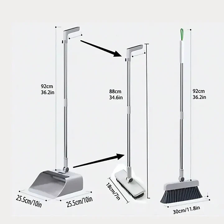 4 in 1 Broom and Dustpan Set