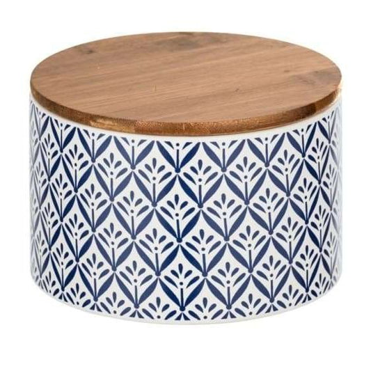 Ceramic box with blue and white Mediterranean ornament pattern by Wenko