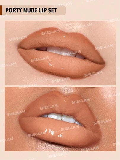 Sheglam Soft 90's Glam Lip Liner and Lip Duo Set-pouty nude