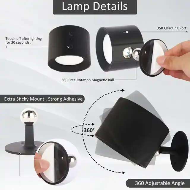 RECHARGEABLE MAGNETIC WALL LAMP WITH REMOTE CONTROL