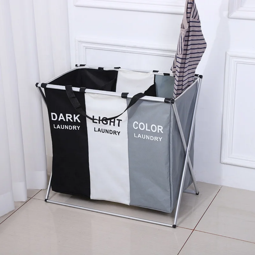LAUNDRY BASKET WITH 3 COMPARTMENTS