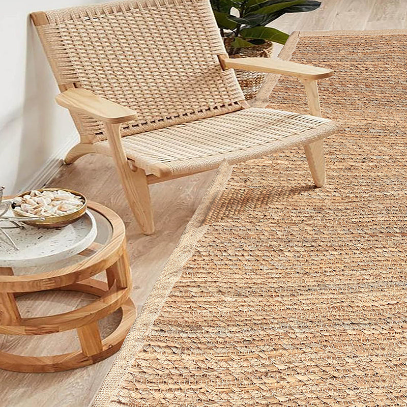 180 CM X 60 CM Handmade Rectangular Natural Fibers Jute Rug with Nest Cloth Ends Braided Reversible Rugs for Bedroom Living Room Kitchen - Medaid International