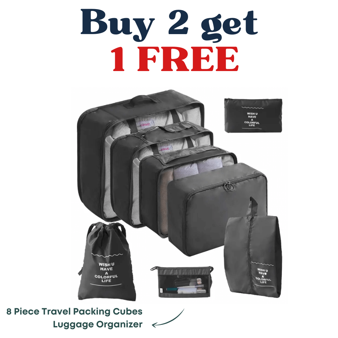 Buy 2 Get 1 Free 8 Piece Travel Packing Cubes Luggage Organizer Bundle - Medaid International