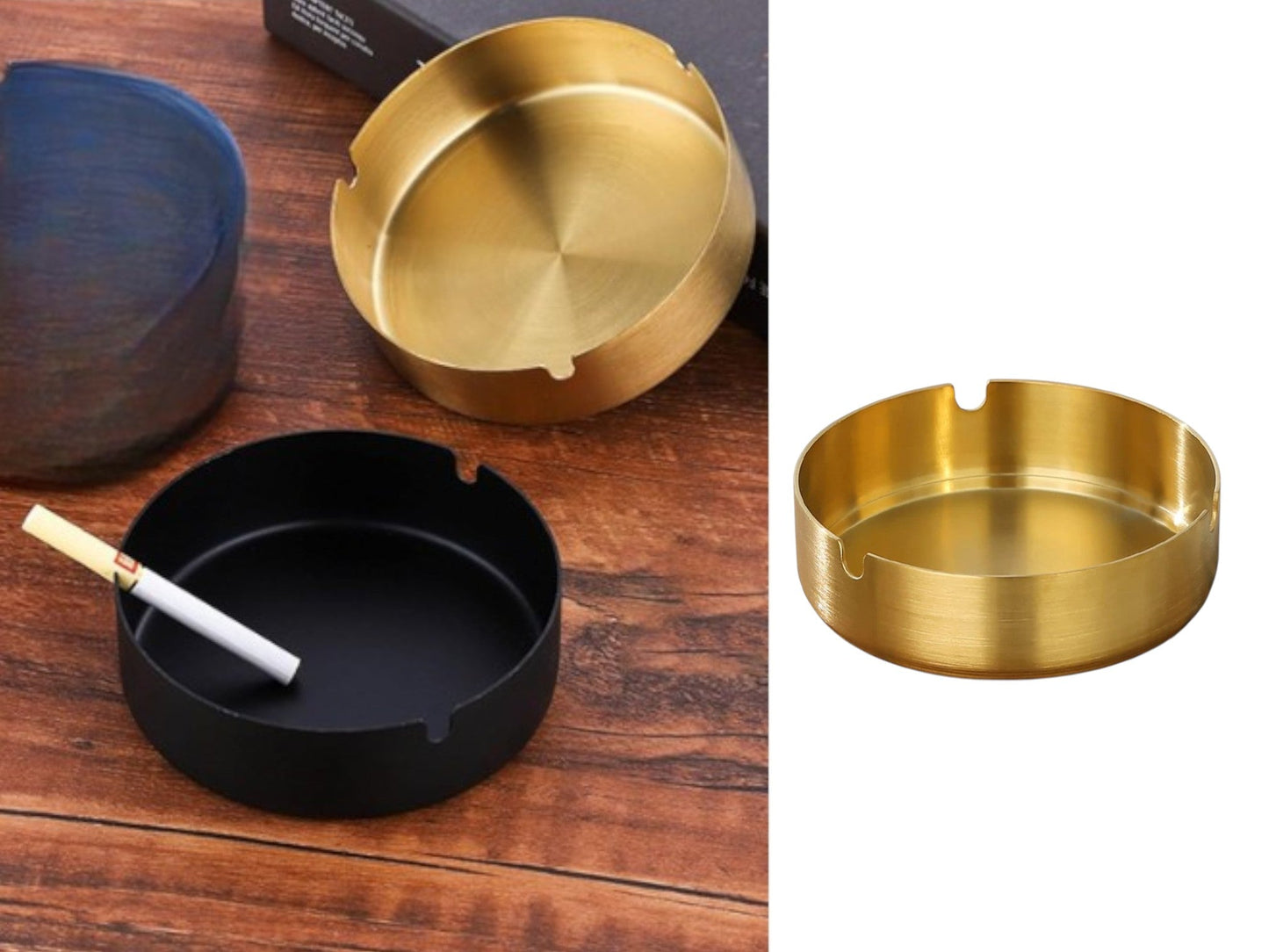 SS Ashtray Mat Gold Finish Color 10 cm