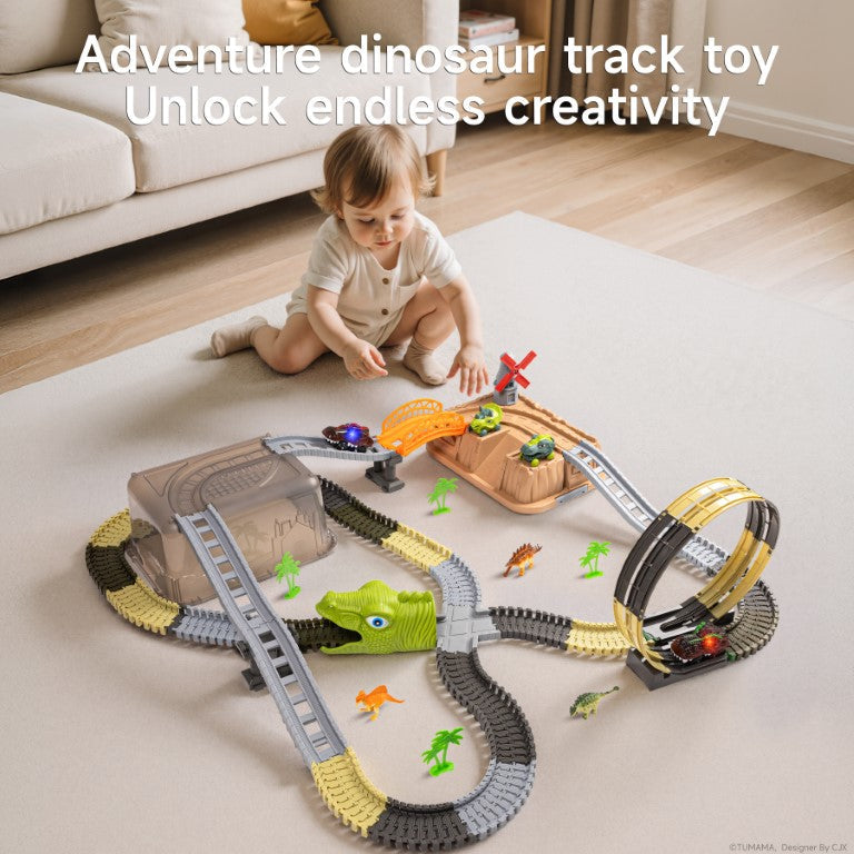 Tumama Kids - Dinosaur Themed 360 Car Race - Track With Storage Box
