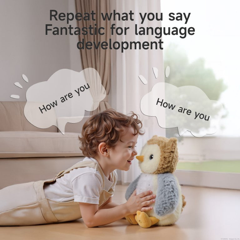 Tumama Kids - Interactive Plush Owl Toy - "Kiss Me,Hug Me"