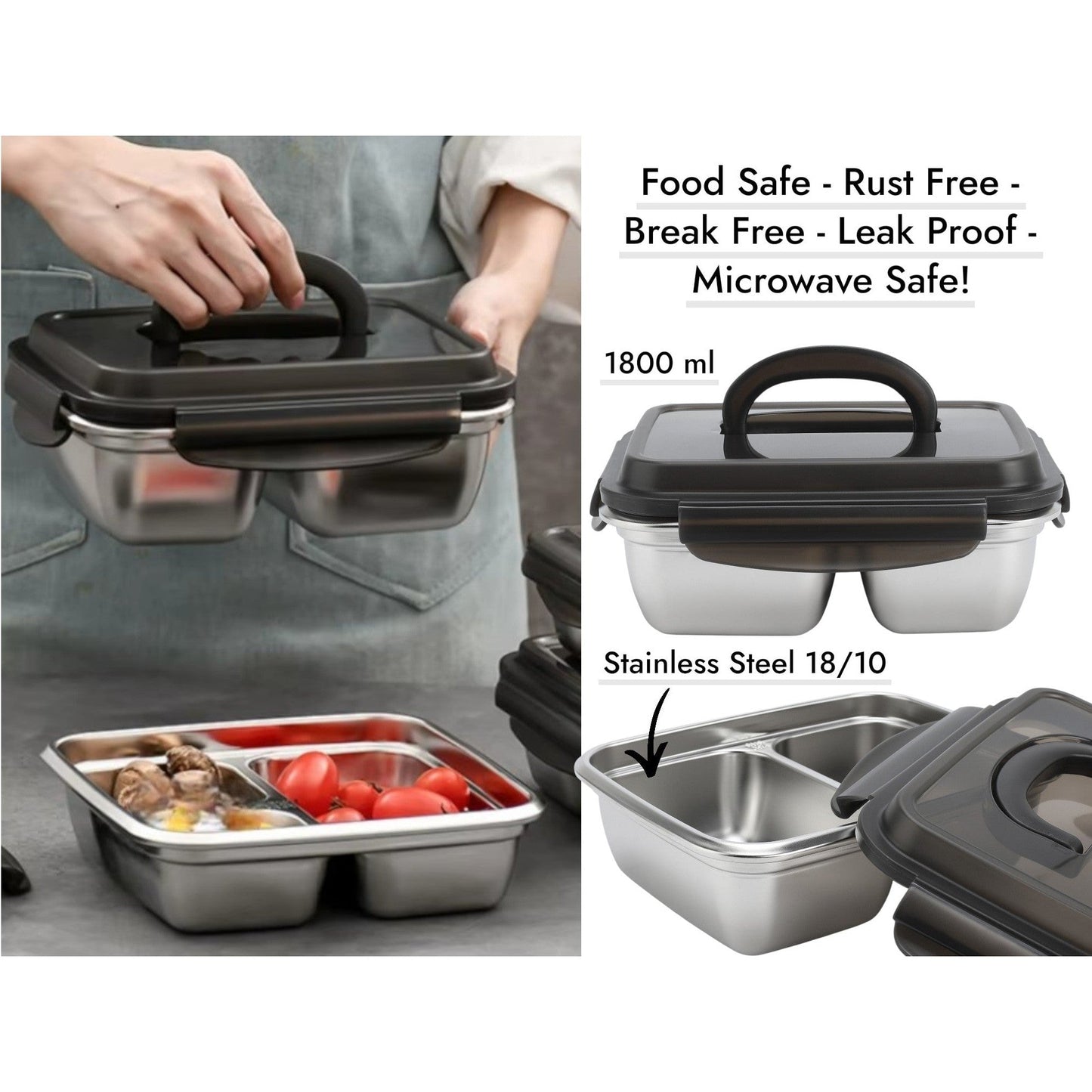Dosthoff Stainless Steel 2 Compartments Food Container