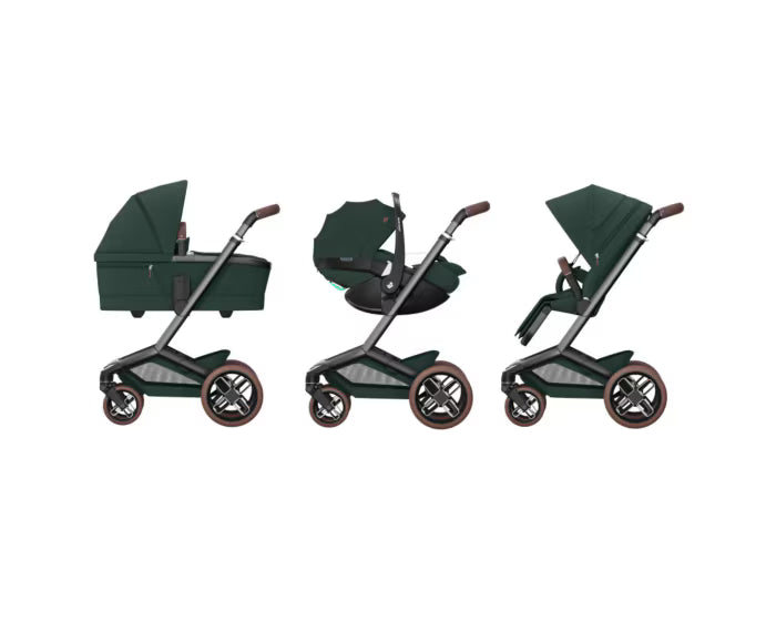 Maxi-Cosi - Fame (Twillic Green) - 4pcs Bundle Fame Stroller & Carrycot Pebble360 Car Seat FamilyFix 360 Pro Base. - Travel System