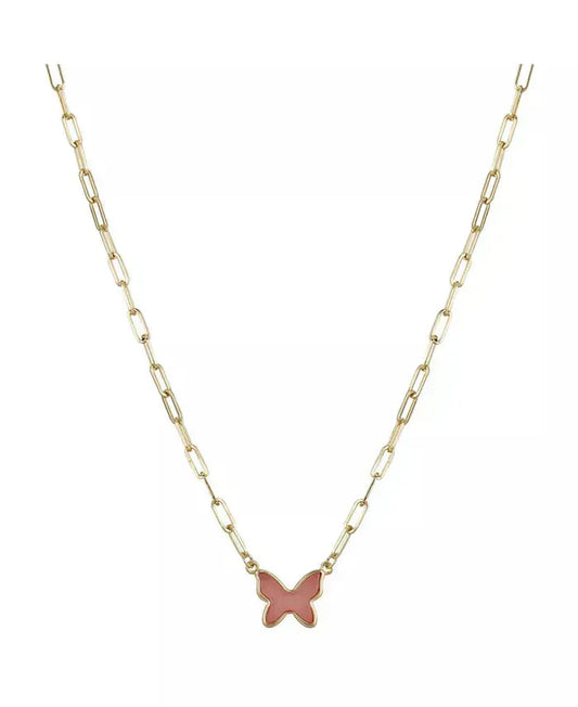 Unwritten Women's Gold Flash Plated Rose Quartz Butterfly Necklace |Unwritten In Lebanon