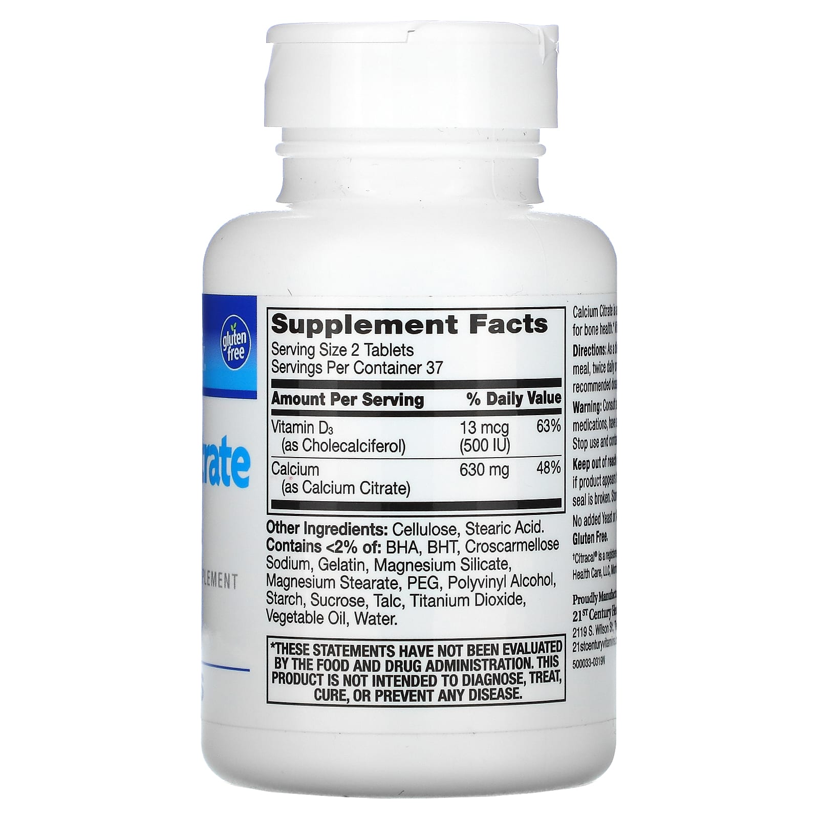21st Century, Calcium Citrate + D3 Maximum, 75 Tablets - Medaid International
