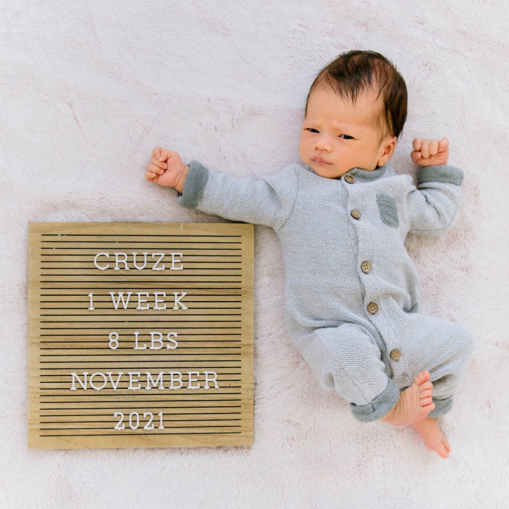 Pearhead Natural Wooden Letterboard Set