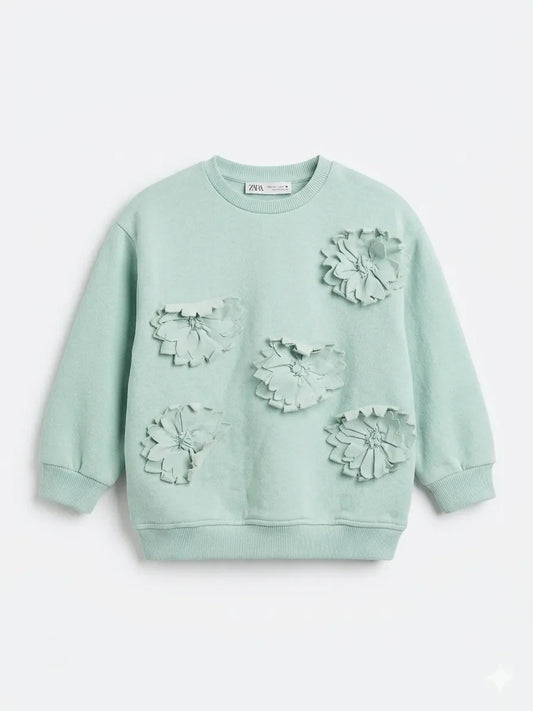 Zara Girl's Light Aqua Floral Blouse | Zara In Lebanon