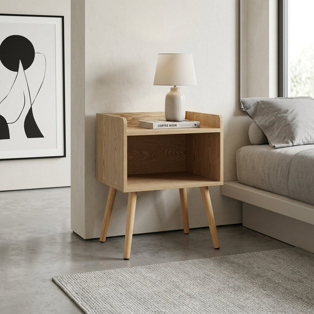Wooden Side Table with Storage Compartment