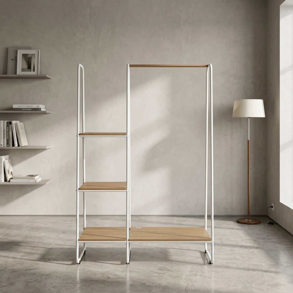 Freestanding Clothes Rack with Shelves
