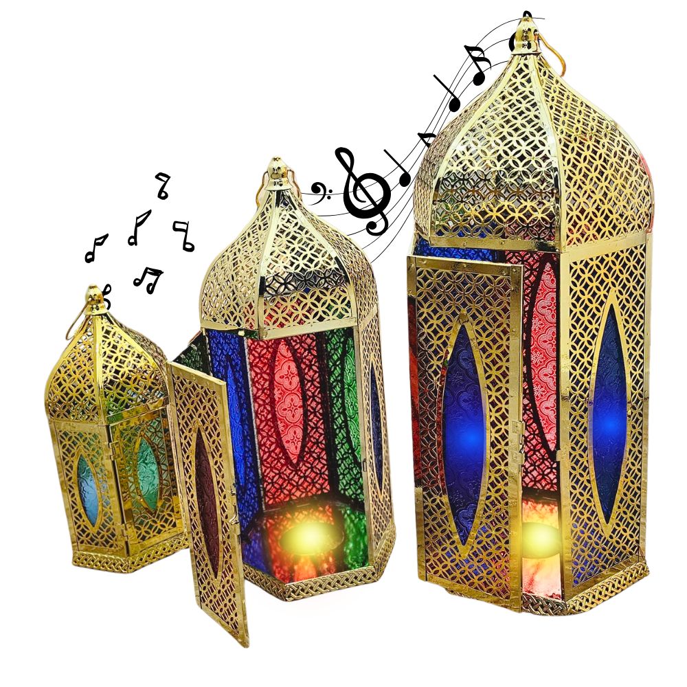 (Net)Gold lanterns Ramadan Decoration Light & MUSIC Lebanon