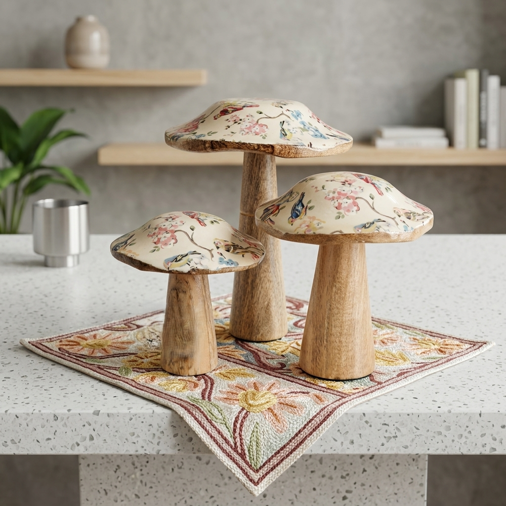 Decorative Wooden Mushroom Set