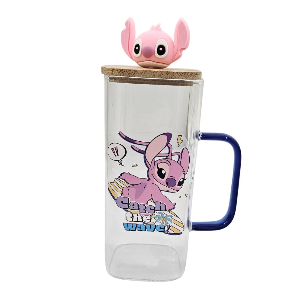 Stitch Glass Cup With Straw