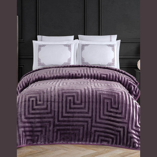 6Pieces Dowry Double Blanket Set - Plum AGOSSA2