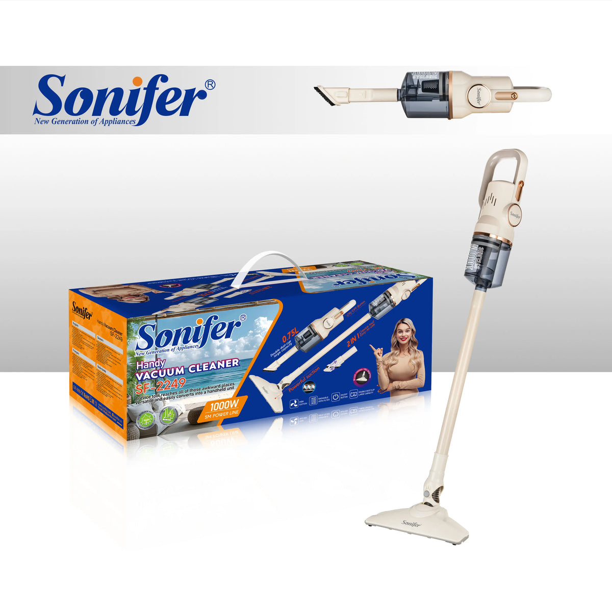 Sonifer SF-2249 1000W Corded Home Use Handy Vacuum Cleaner Handheld Stick Car Portable Vacuum Cleaner