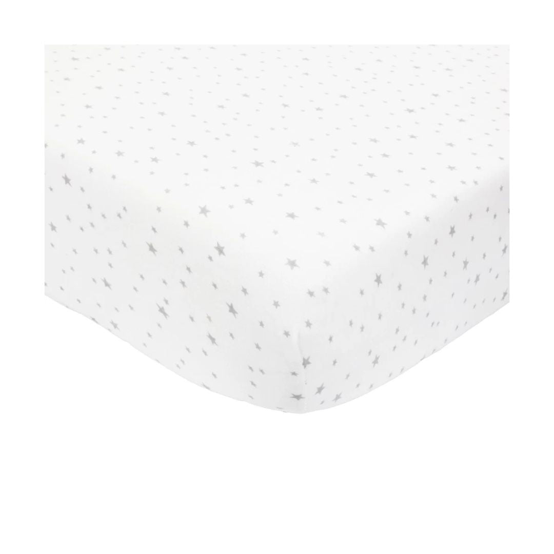 Three Kilos Seven: Set of 2 Fitted Sheets – Stars & Grey