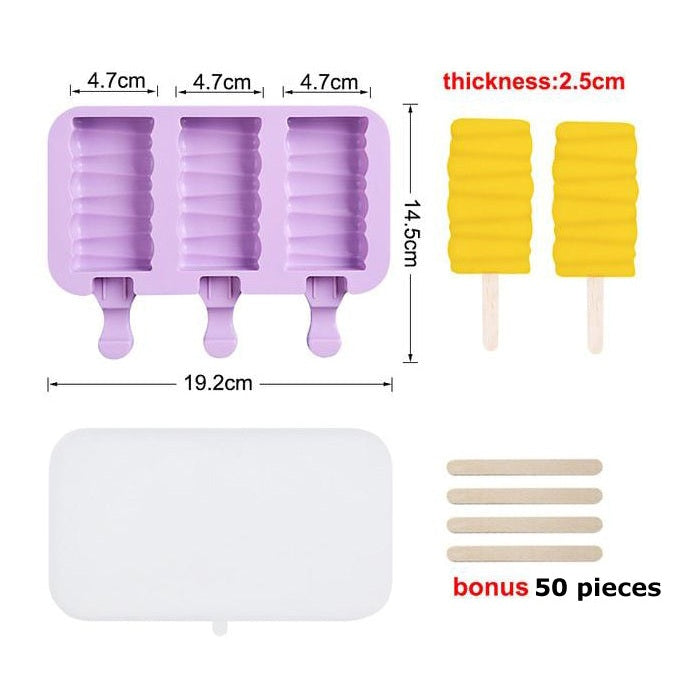 silicone popsicle molds with cover and wooden sticks