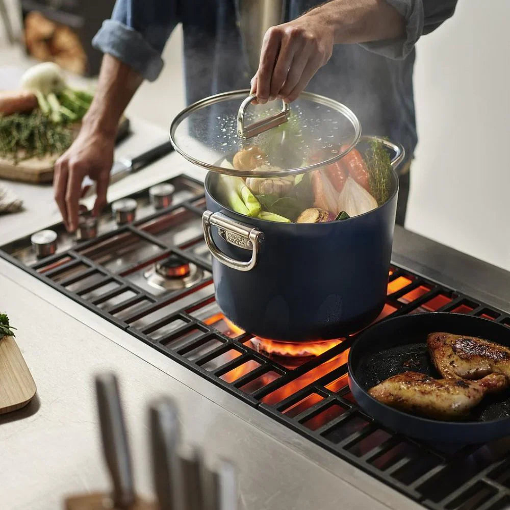 Joseph   Joseph   Space   Folding   Handle   Ceramic   Non-stick   25cm   Blue   Stock   Pot   &   Lid