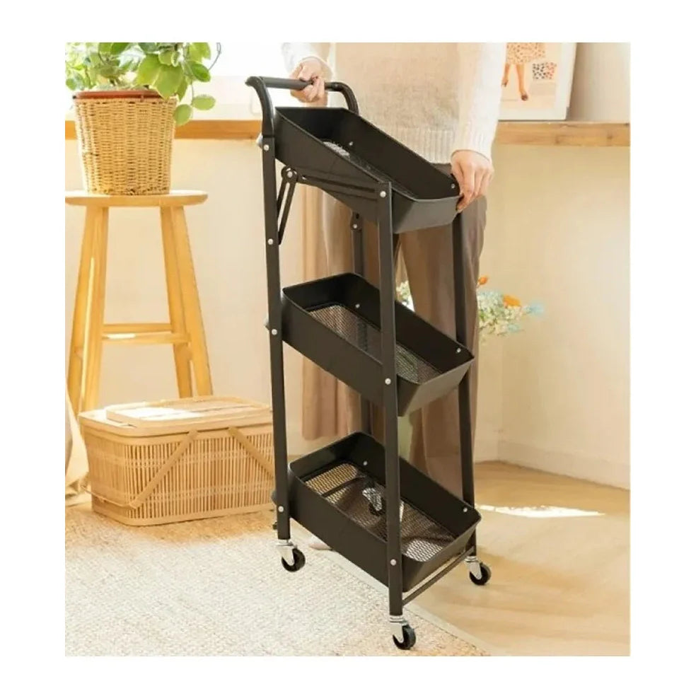 3-Layer Wheeled Carbon Steel Trolley