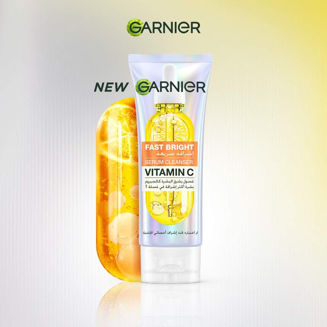 Garnier Fast Bright Serum Cleanser Dual Action Foam Cleanser, Brightens in 1 Wash