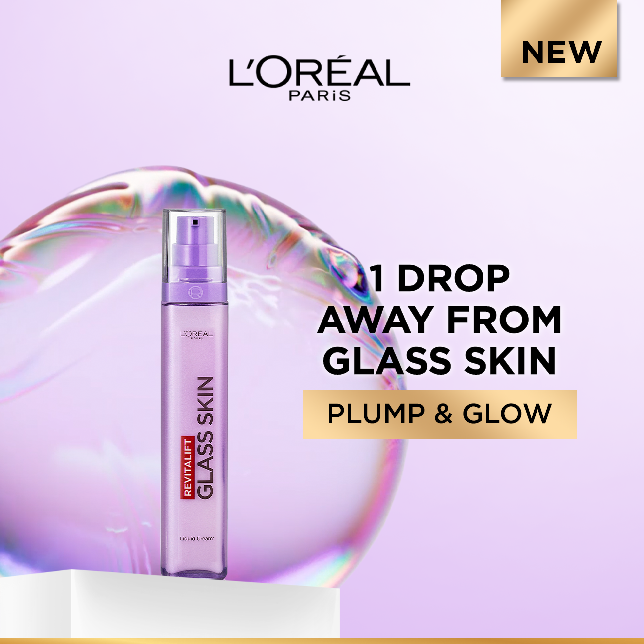 L’Oréal Paris Revitalift Glass Skin Liquid Cream: 1 drop for 100H Glowing Hydration With Hyaluronic Acid & Vitamins B3+B5+C for Dewy, Plumped Glass Skin