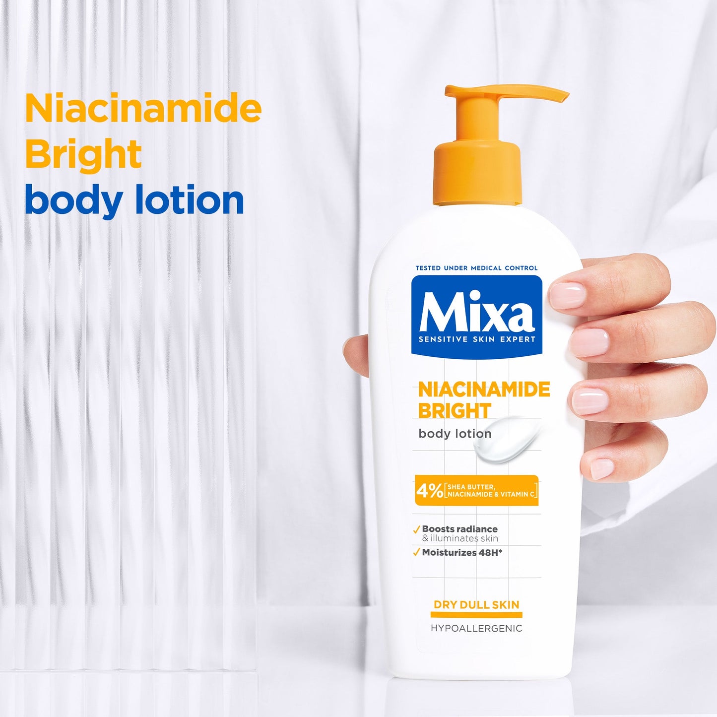 Mixa Niacinamide Bright Body Lotion For Dry & Dull Skin in Need of Unifying With Shea Butter, Niacinamide & Vitamin C