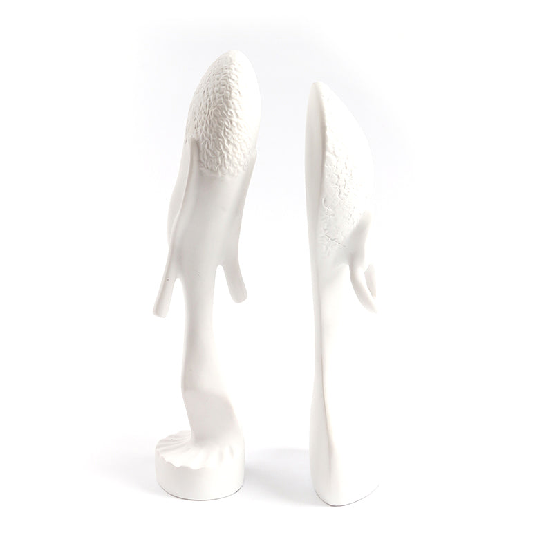 2 Pieces Resin Abstract African Couple Head Sculptures Art Statues for Home and Office White - Medaid International