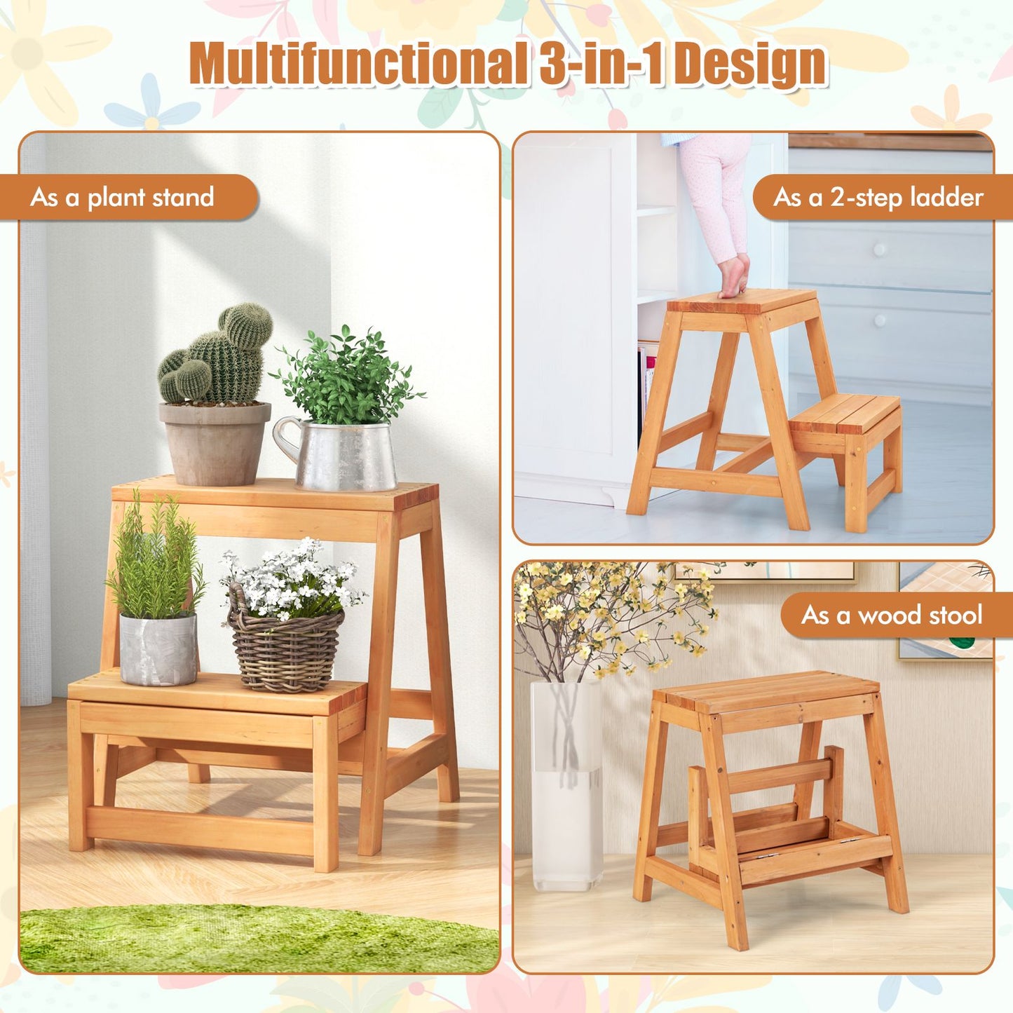 Costway Multipurpose 2-Tier Folding Step Stool