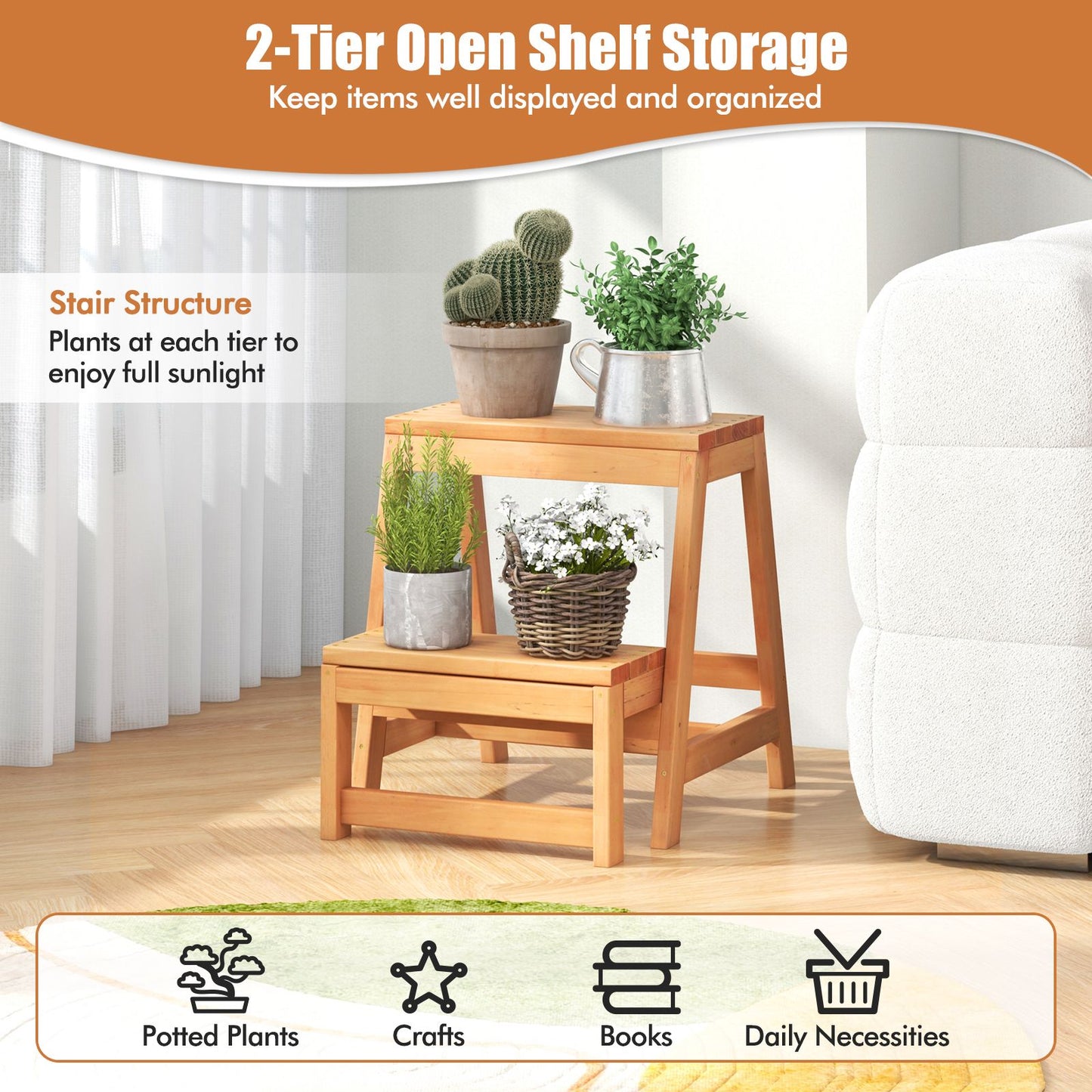 Costway Multipurpose 2-Tier Folding Step Stool