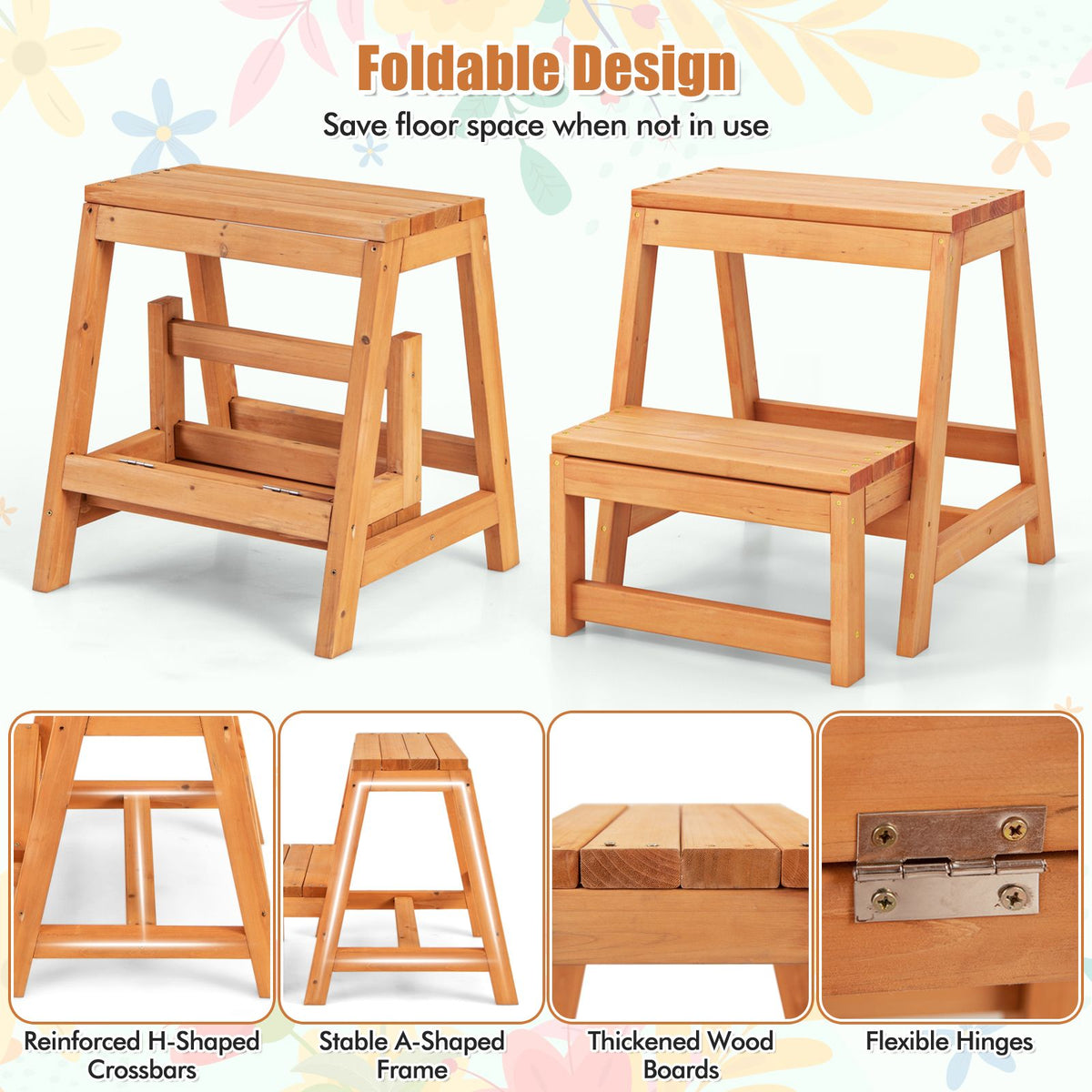 Costway Multipurpose 2-Tier Folding Step Stool
