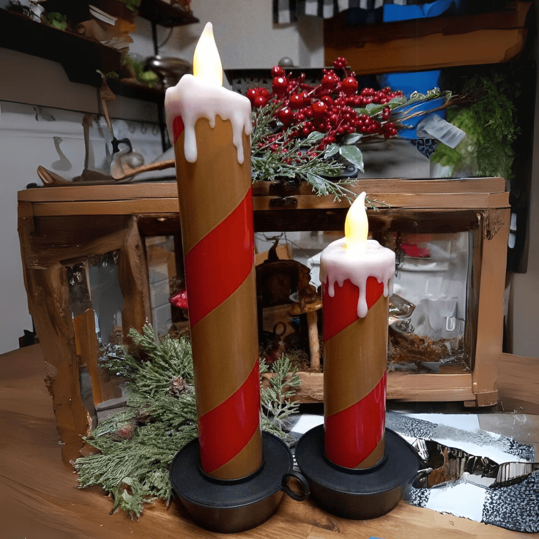 2 LED Candles XXL Timer Deco Christmas
