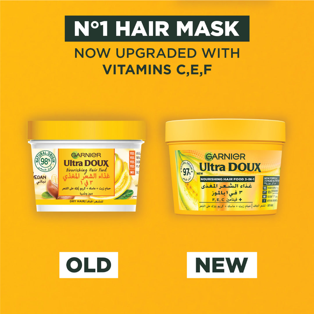Garnier Ultra Doux Vegan Hair Food Banana And Shea Butter 3-in-1 Treatment Mask For Dry Hair