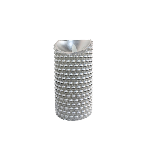 LED Candle Silver Pearls Large