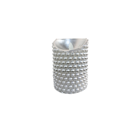 LED Candle Silver Pearls Small